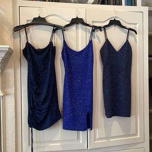 3 blue dresses, $25 each